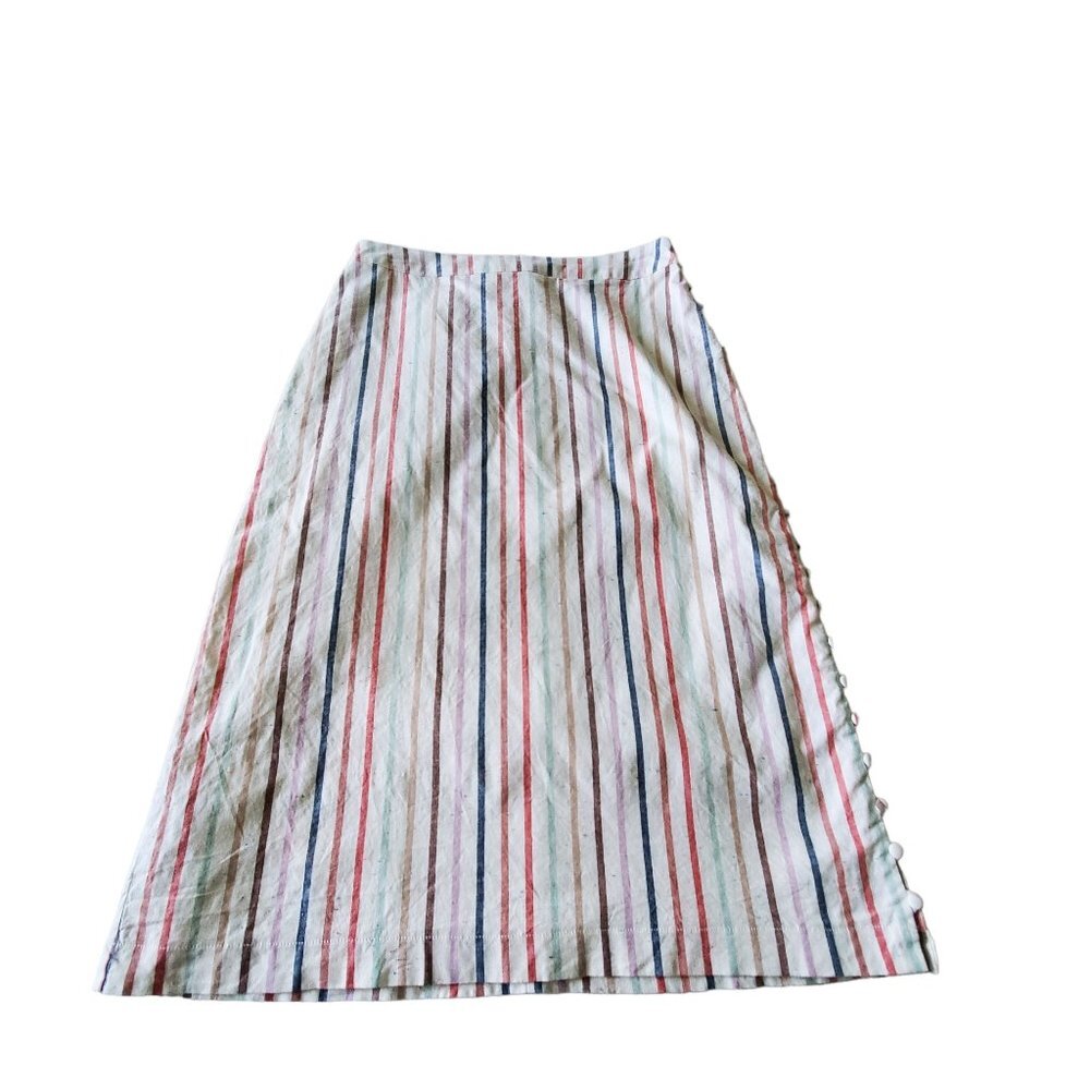 Madewell Cotton Blend Stripped Button Down the Side Skirt Size 4‎